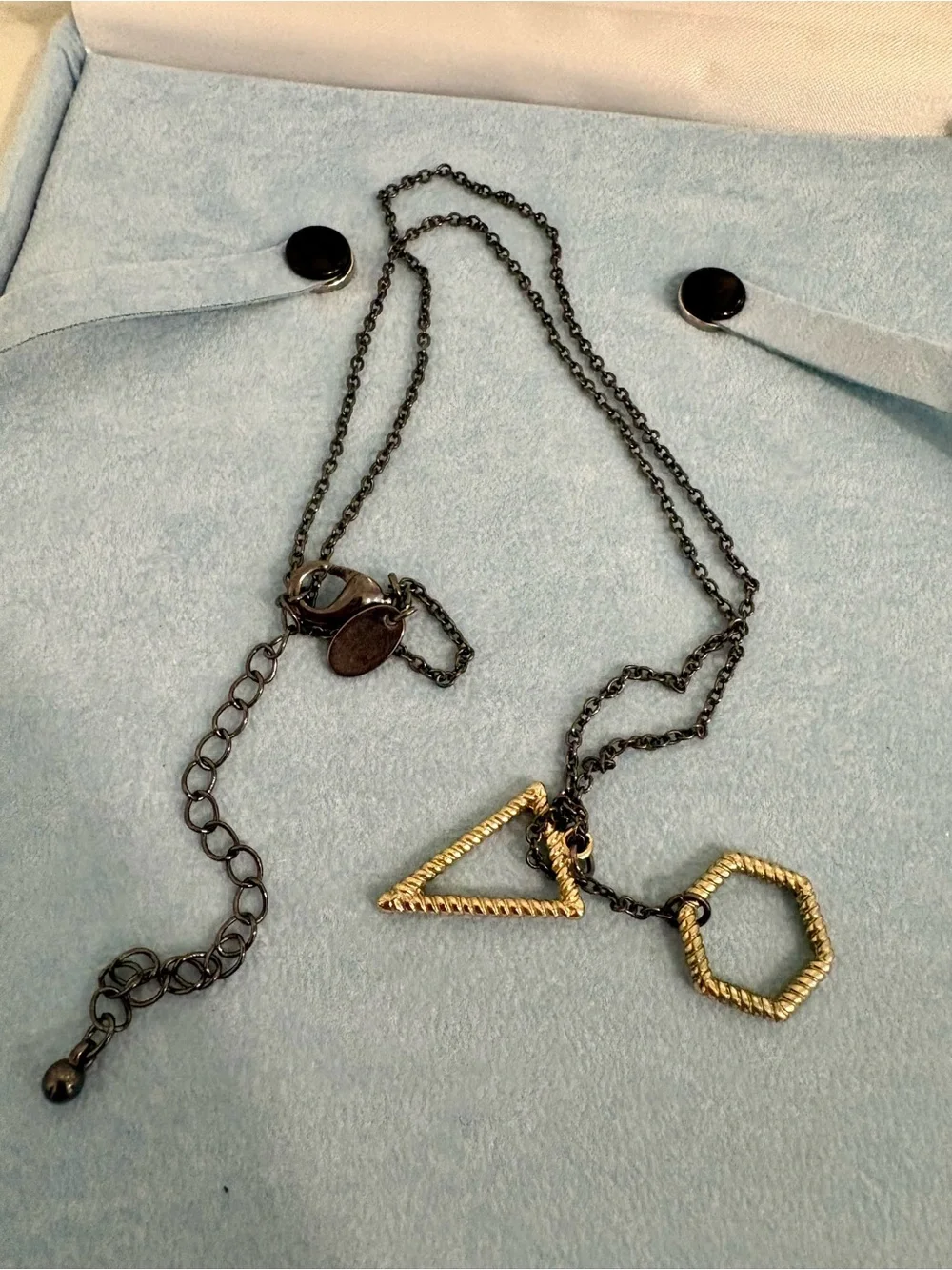 Two-Tone Geometric Pendant Necklace - Gold & Black